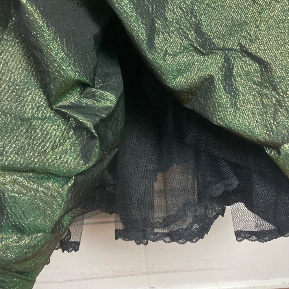Vintage 80s Jessica McClintock Prom Dress 4 Black Velvet Green Fairy Goth - Picture 9 of 13